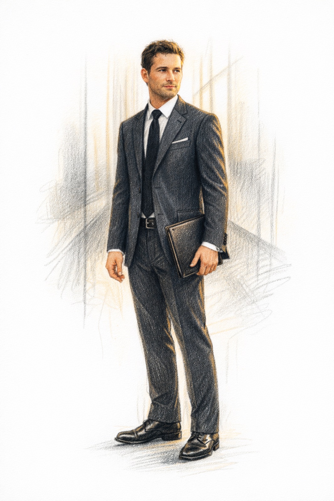 商務西裝 · 彩色鉛筆插畫