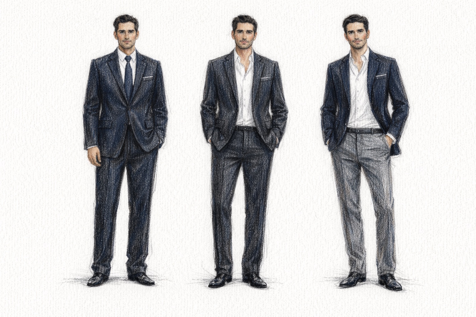 面試西裝 · 彩色鉛筆插畫