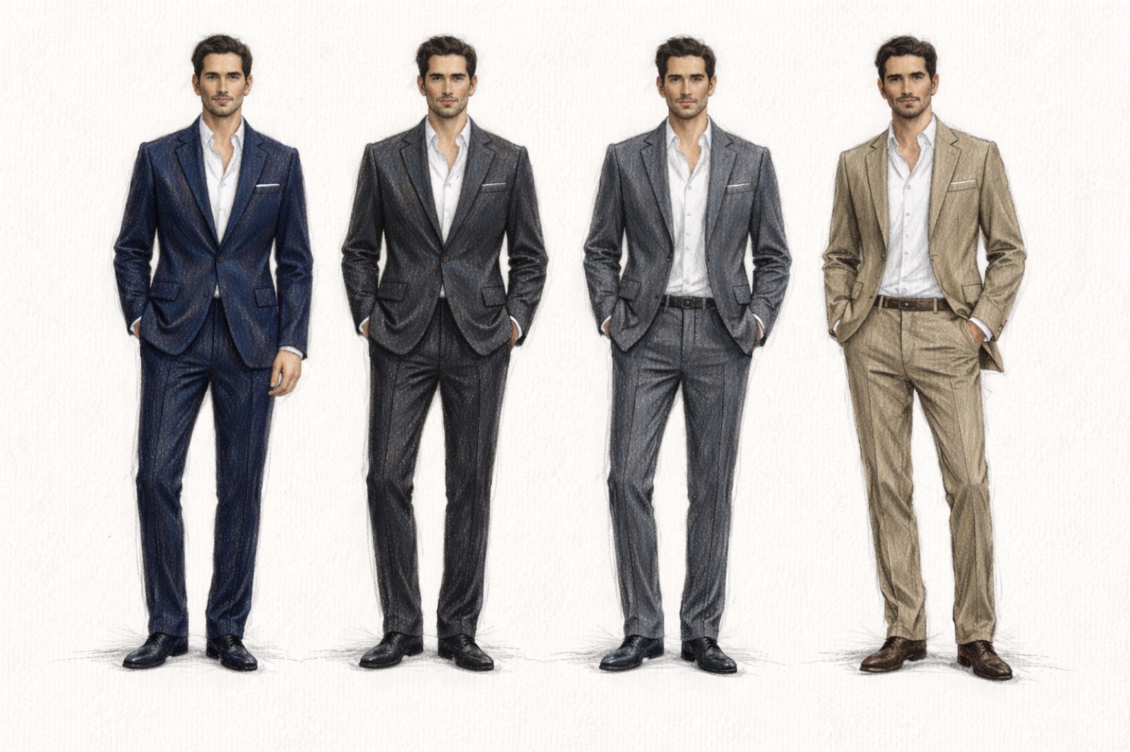 西裝顏色指南 · 彩色鉛筆插畫