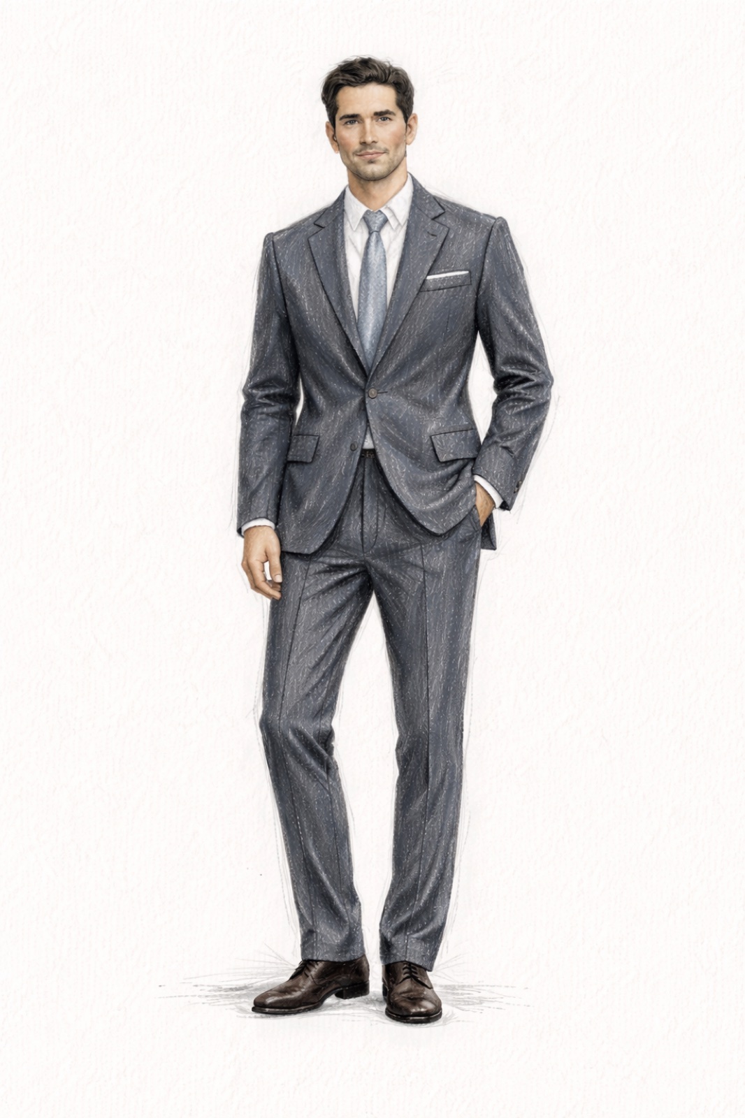 婚禮賓客西裝 · 彩色鉛筆插畫